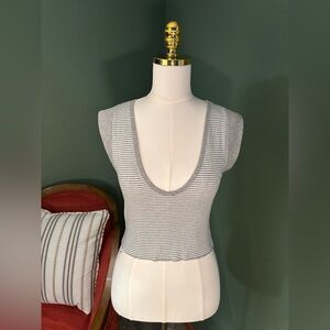 FP Movement by Free People Gray Striped Crop Top